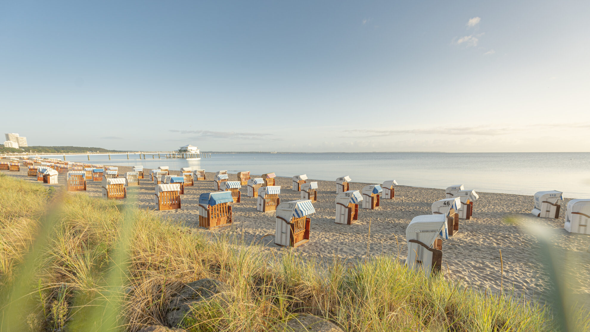 Blick auf den Sandstrand von Timmendorf an der Ostsee